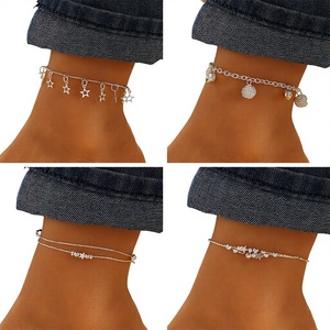 Tobillera de Aleación Minimalista Estilo Europeo-Americano con Piedra Natural, Diseño Geométrico de Estrella Inspirado en Corea, a la Moda para Mujer - Product Image 5