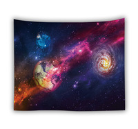 Tapiz de Arte Bohemio Galaxy con Patrón de Retrato, Tapiz de Pared de Poliéster Ecológico para Decoración de Dormitorio y Sala de Estar