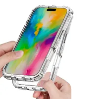 Étui de téléphone anti-chute transparent épais 3 en 1 compatible avec iPhone 16 Pro Max 16 Plus 15 Pro Max