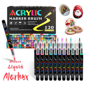 Набор акриловых маркеров с прямым нанесением, на водной основе, с перманентными чернилами, мягкий кисть-наконечник, нетоксичные, безопасные акриловые ручки для скетчинга - Product Image 1