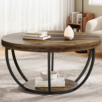 Table basse pliable en bois à 2 niveaux, personnalisable, de haute qualité, avec étagères de rangement, structure métallique, moderne et polyvalente, facile à assembler (OEM)