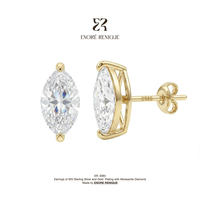 Boucles d'oreilles classiques solitaires en moissanite, en argent sterling 925 plaqué or 18 carats, bijoux fins pour femmes
