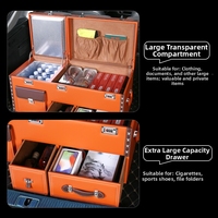 Organisateur de coffre de voiture haut de gamme en cuir, boîte de rangement de luxe pour coffre de voiture avec glacière intégrée, grande capacité, simple et élégant, avec serrure