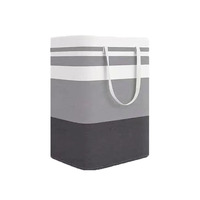 Panier à linge en toile épaissie pliable en coton et lin sac d'emballage mobile rayé pour le rangement de la salle de bain et les vêtements sales