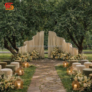 SMOOTH Custom Wedding Wave <b>Frame</b> Metal Arch With Drape Backdrop Decor Chuppah Mandap Backdrop Curtain for Wedding Event Ceremony - Product Image 2
