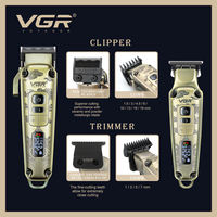 Tondeuse à cheveux 2-en-1 VGR V-643 pour homme, corps métallique, tondeuse électrique à pousser, tondeuse à cheveux numérique intelligente à LED pour la maison