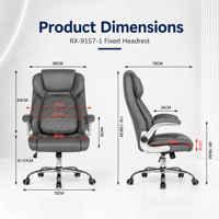 Chaise de bureau exécutive rembourrée avec appui-tête fixe, coutures en losange, accoudoirs rabattables et base chromée pour bureau de travail