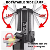Projecteur de Travail LED Rechargeable Portable, Lampe Torche avec Support Pliable et Tige Extensible pour la Chasse, le Camping, la Randonnée et la Réparation