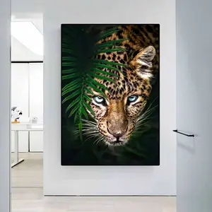 Venta al por mayor de alta calidad decoración de la casa pintura decorativa Animal moderno Anime pared lienzo al óleo impresiones póster Cheetah Print