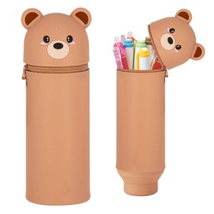 Support de stylo en silicone ours en peluche OEM, <span class=keywords><strong>organisateur</strong></span> de bureau personnalisé en forme d'animal pour enfants, étui à crayons mignon en gros sans BPA - Product Image 1