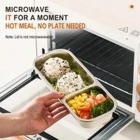 Boîte à bento en acier inoxydable 304, compartimentée, étanche, boîte à lunch portable, récipient de stockage alimentaire pour le bureau et les étudiants