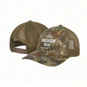 Gorra Trucker de Camuflaje de 6 Paneles, Moderna, Negra, con Estampado de Camuflaje, de Lona Vaquera, con Logotipo Personalizado, para Ciclismo al Aire Libre, Playa, Uso Casual - Product Image 1
