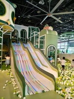 Aire de jeux intérieure commerciale sur le thème de l'aventure jungle, piscine à balles lumineuse, parcours d'obstacles, toboggan arc-en-ciel, tour d'escalade, sécurité