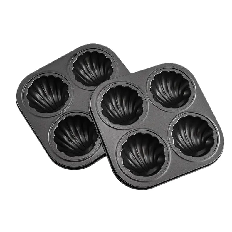 Bandeja de aço carbono para bolo e biscoitos, bandeja antiaderente em forma de 4 xícaras para forno e bolos, sobremesa em aço carbono