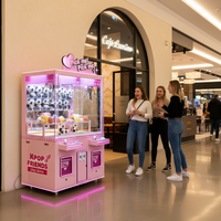 Mesin Arcade Claw Machine Komersial Modern 2 Pemain dengan Pembaca Kartu, Mesin Hadiah Pintar untuk Taman Hiburan dengan Lalu Lintas Tinggi