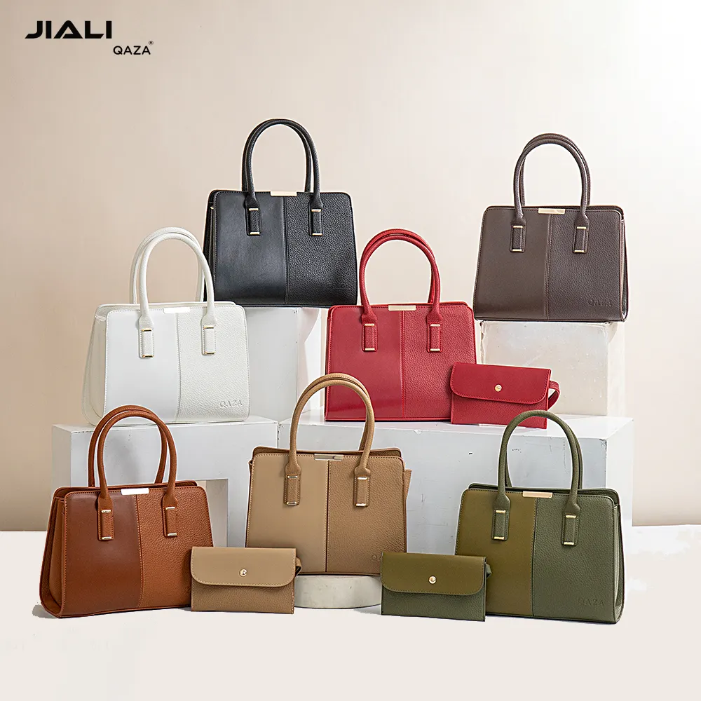 QAZA großhandel luxus 2 in 1 damen handtaschen 2024 neue mode designer hohe qualität kunstleder damen einfache geldbörsen und handtaschen