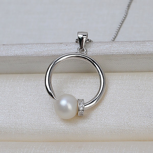 Colgante de Plata S925 para Mujer con Incrustaciones de Perlas de 8-9 mm, Accesorios de Joyería Hechos a Mano, Tocado con Personalidad, Bandeja Vacía Incluida - Product Image 1