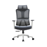 Chaise de bureau ergonomique moderne à dossier haut en maille, appui-tête réglable, support lombaire, accoudoirs fixes, inclinaison à 3 positions, pour ordinateur