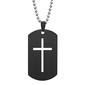 Stainless Steel Military Tag <b>Cross</b> Pendant 28mm For Women Necklace Gift - Product Image 5