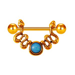 Piercing <span class=keywords><strong>de</strong></span> Pezón Tipo Serpiente, Barra Roscada Azul, Anillos para el Pecho, Joyería <span class=keywords><strong>de</strong></span> Acero Inoxidable para Piercing Corporal - Product Image 2