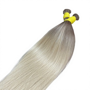 Extensions de cheveux humains bruts lisses en vrac, blonds naturels, argentés, bruns pour l'allongement en salon - Product Image 1
