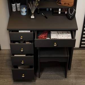 Tocador de almacenamiento pequeño al por mayor, tocador de diseño sencillo, tocador de maquillaje Negro Nórdico con espejo y taburete - Product Image 3