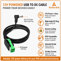 Cable USB con Conector en Ángulo Recto de 5.5*2.5 mm a CC de 12V para Sistemas POS