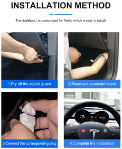 Tableau de bord numérique pour <span class=keywords><strong>Tesla</strong></span> <span class=keywords><strong>Model</strong></span> 3/<span class=keywords><strong>Y</strong></span>, groupe d'instruments virtuel, compteur de vitesse, affichage tête haute, température de l'eau, vitesse de la voiture - Product Image 6