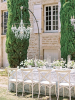 Chaise de mariage en plastique durable, chaise d'activité de luxe en bambou blanc, pour hôtels, traiteurs, mariages, utilisation extérieure