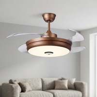Ventilateur de plafond LED intelligent moderne avec caméra cachée, pales rétractables, contrôle à distance par application WIFI, ventilateur de plafond LED invisible avec lumière