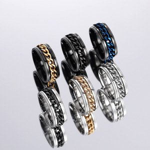 Anello a Catena Rotante per Donne, Gioiello da Dito Hip Hop con Texture alla Moda - Product Image 6