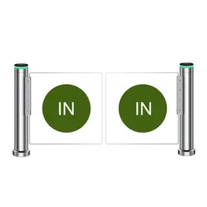 Security System Self Closing Fast Lane Swing Barrier Cylindrical Speed Reinforced Glass Gate Suppliers