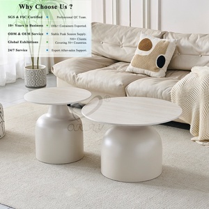 Ensemble de tables basses OKAY en MDF, couleur crème, qualité industrielle, robustes, haut de gamme, 2 pièces, style nordique, luxe moderne, minimaliste, pour restaurant - Product Image 1