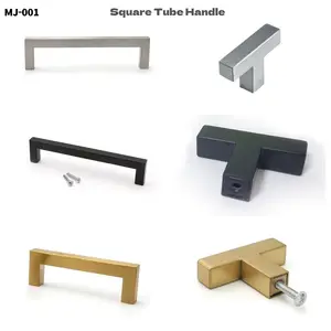 Tirador de cajón de cocina de acero inoxidable cuadrado dorado hueco tiradores y tiradores de gabinete negro para muebles