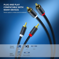 Cable de Audio Dual RCA Macho a Macho, Cable de Interconexión Estéreo 2RCA, Cable de Sincronización de Audio y Video con Baja Emisión de Ruido para Audio Profesional