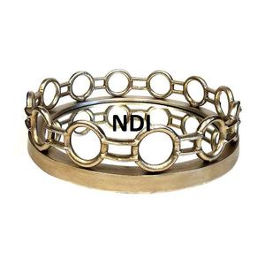 Bandeja de servicio de acabado chapado en oro de la mejor calidad, bandeja decorativa, bandeja de Metal para servir desayuno de uso multiusos - Product Image 1