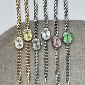 Vintage Oval Roman Numeral Women's Watch, Multi-Color Dial Chain Bracelet Quartz Wristwatch - Product Image 5