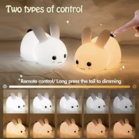 Mini belle veilleuse rechargeable en silicone doux au toucher pour enfants lampe de lapin illuminant la veilleuse en silicone pour animaux
