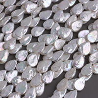 Perles baroques d'eau douce cultivées blanches, forme goutte d'eau, 11 mm, brin de perles en vrac pour boucles d'oreilles, pendentifs, bijoux faits à la main