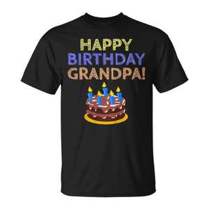 T-shirt Joyeux Anniversaire Grand-père pour Enfants Unisexe Manches Courtes Col Rond Coton Cadeau d'Anniversaire pour Enfants Impression Numérique - Product Image 1