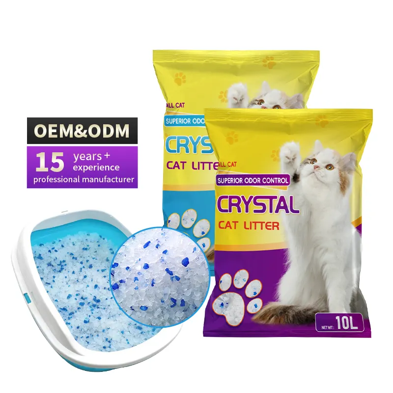 De Hoge Kwaliteit Kristallen Strooisel Zand Voor Katten Klonteren Bulk Kattenbakzand 20Kg Ongeparfumeerde Groothandel