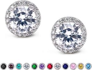 Large 8mm Cut Moissanite <b>Stud</b> Earrings Women Sterling <b>Silver</b> 14K Gold Plated Certified Luxury Sparkling Elegant Statement - Product Image 4