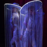 Costume de scène Gogo's Grand, grand chapeau blanc à longues franges, exagéré, danse de scène, 100% polyester, imprimé exotique, boîte de nuit, Ds, une pièce