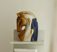 Sculpture Art Nouveau Cheval du Zodiaque Chinois, Porte-Bonheur Feng Shui, en Porcelaine Cuite à Haute Température, Décoration d'Intérieur, Objet de Collection