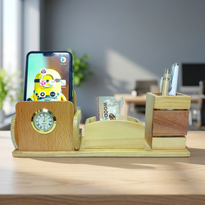 Organizador de escritorio con reloj, soporte para teléfono y portalápices, regalo de oficina multifunción, estilo sencillo - Product Image 2