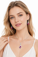 Parures de bijoux uniques en acier inoxydable, cristal de mode, plaqué argent bleu, motif lotus, pour femmes, vente en gros