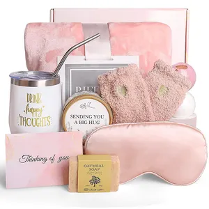 Self Care Gifts For Women Thinking Of You Unique Birthday Bridesmaid Gift Luxury Flannel Blanket Relaxing Spa Gift Box Basket