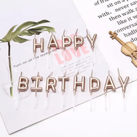 Ensemble de bougies personnalisées en forme de lettres « Joyeux Anniversaire » rouges, 13 pièces, non parfumées, sans flamme, sans fumée, décorations de gâteau pour fêtes, Nouvel An