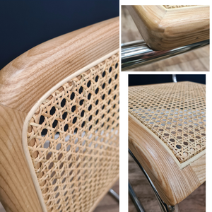 Comodo tempo libero Vintage argento cromato gambe in metallo Rattan retro <span class=keywords><strong>Cesca</strong></span> sedie da cucina - Product Image 5