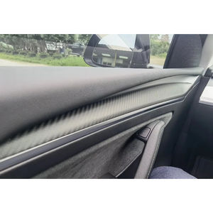 Couverture de tableau de bord de voiture en fibre de carbone pour Tesla Model 3 2021-2023 Model Y 2019-2024 Aspect ABS Accessoires de tuning automobile décoratifs - Product Image 6